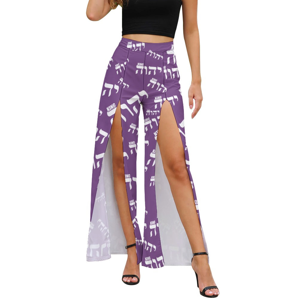 King YAHWEH Flex Ladies' Slit Wide Leg Pants
