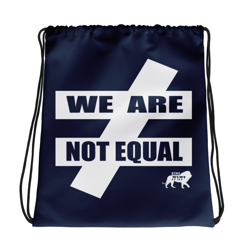 King Yahweh We Are Not Equal Drawstring bag (Navy)