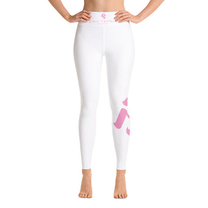 King Yahweh Worldwide Tetra Bold Yoga Leggings - White with Pastel Pink Design