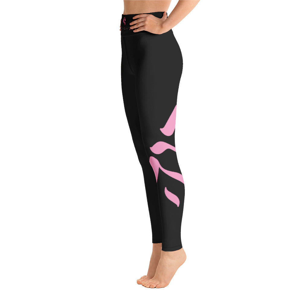 King YAHWEH Worldwide Tetra Bold Yoga Leggings - Black with  Pastel Pink Design