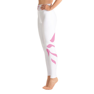 King Yahweh Worldwide Tetra Bold Yoga Leggings - White with Pastel Pink Design