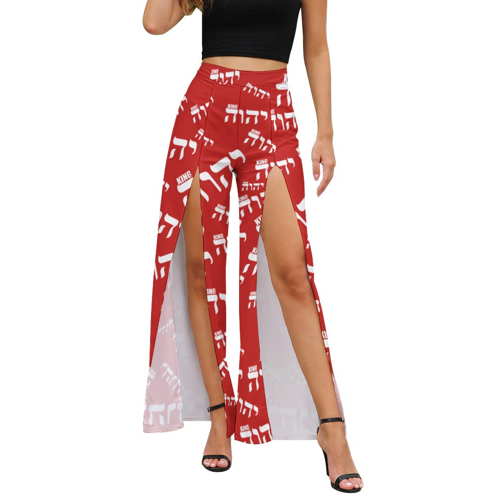 King YAHWEH Flex Ladies' Slit Wide Leg Pants