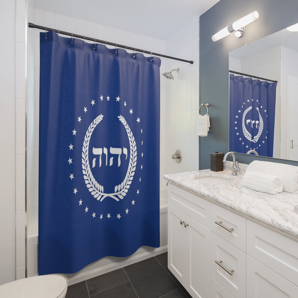 The Kingdom of YAHWEH Shower Curtain (Blue)