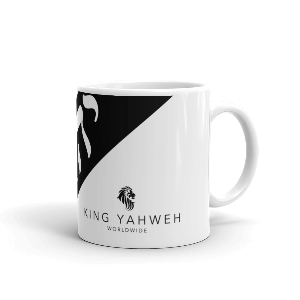 King Yahweh Tetra Block White Glossy Mug